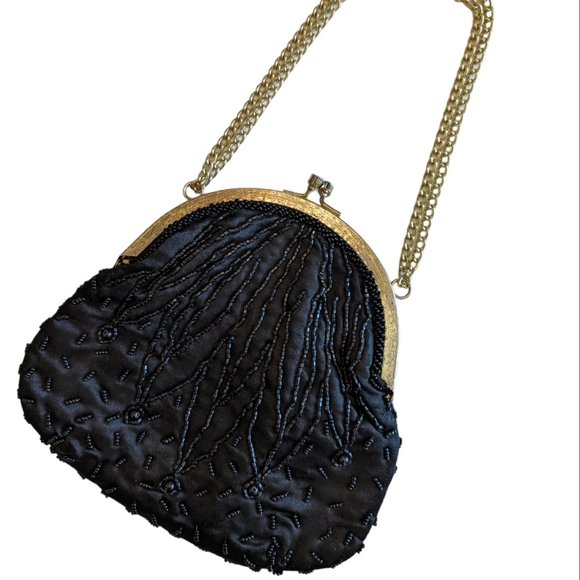 Vintage Black Beaded Handbag - Picture 2 of 11